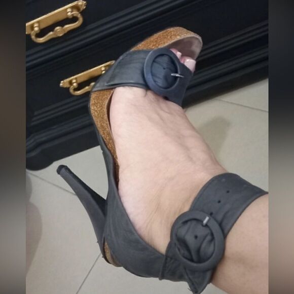 Pedro Garcia leather heeled sandals gray 37.5 - Picture 3 of 10